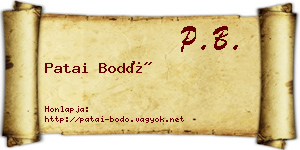 Patai Bodó névjegykártya